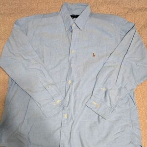 Polo by Ralph Lauren men's Oxford dress shirts, sky blue, size 17; 34/35